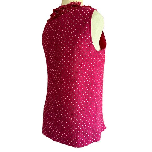 Womens Top Size XS Pink Polka Dot Ruffle Professional Work Office Girlhood Flowy - Picture 4 of 8